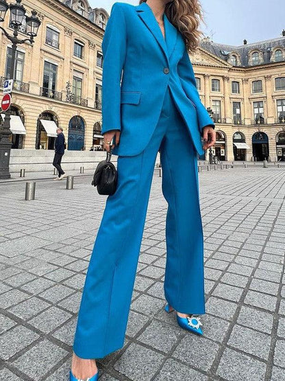 One Button Blazer & Pants Coord Set