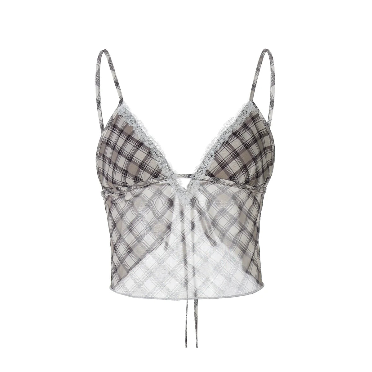 Alize Lace Trim Plaid Skirt Set