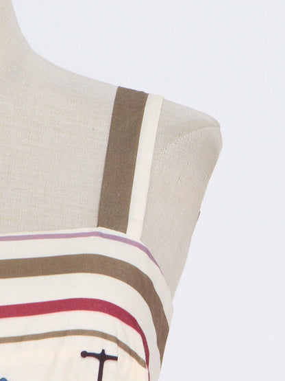 Beach Print Cutout Sundress Maxi Dress