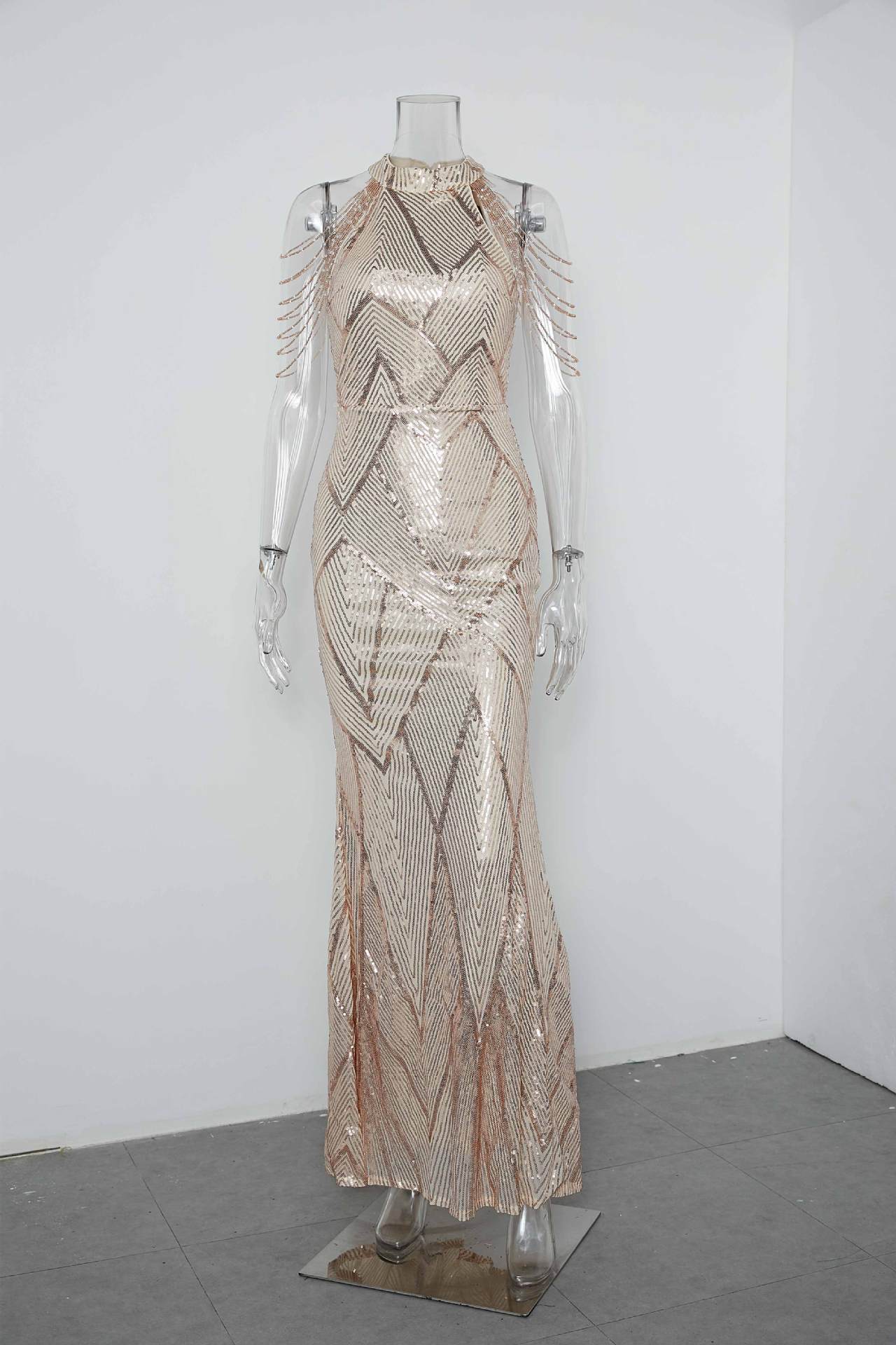 Sequined Mermaid Evening Gown Elegant Party & Host Dress