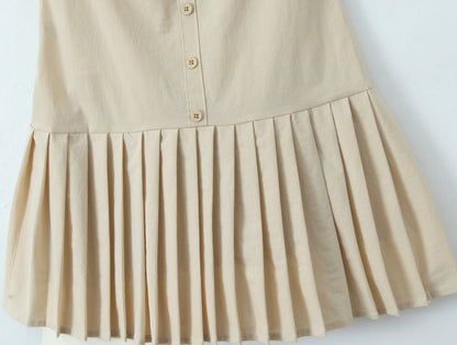 Beige – Strappy Waist-Cinched Slim Dress