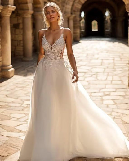 Elegant Lace Beach Wedding Dress