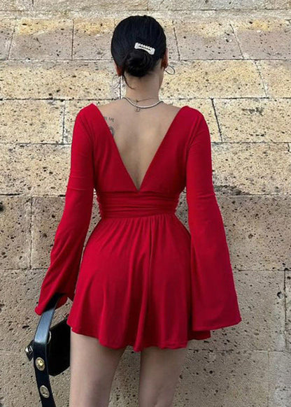 Amara - Long-Sleeve Wrap Mini Dress