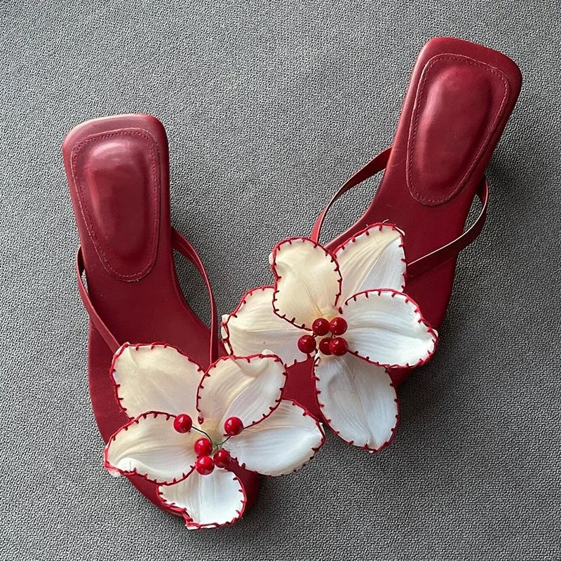 Emori Floral Kitten Heel Sandals