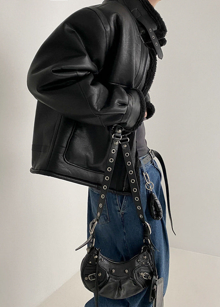 Luxe Faux Leather Aviator Jacket