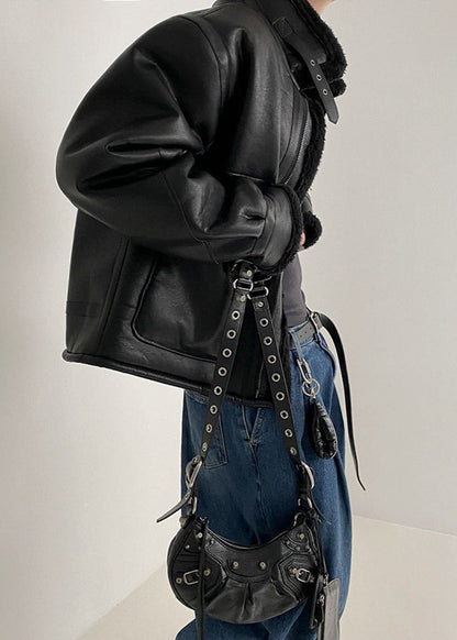 Luxe Faux Leather Aviator Jacket