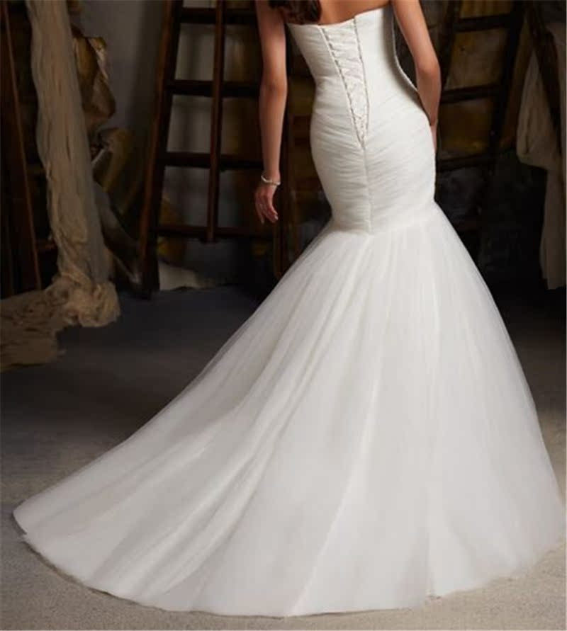 Long Train Mermaid Tie-Up Wedding Dress