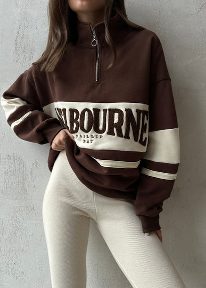 Varsity-Inspired Half-Zip Sweatshirt