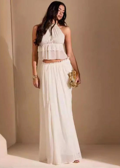 Solana - Halter Crop Top & Flowy Maxi Skirt Set