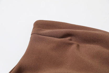 Dark Brown – Sexy Strapless Slit Bodycon Dress