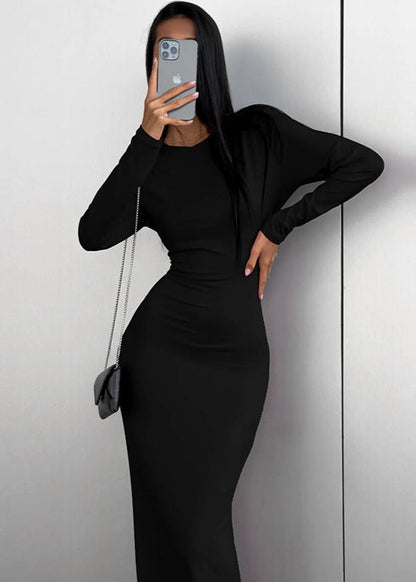 Royal Blue Long-Sleeve Maxi Dress