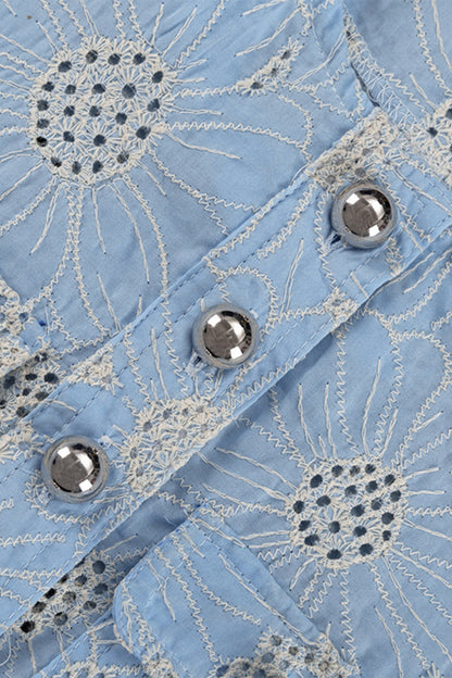 Joyce Floral Embroidered Blouse & Shorts Set