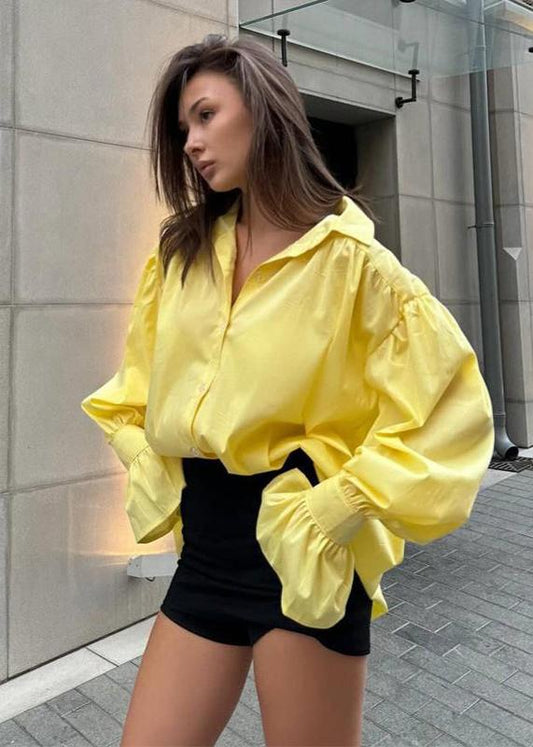 Oversized Yellow Statement Shirt - Bold Elegance