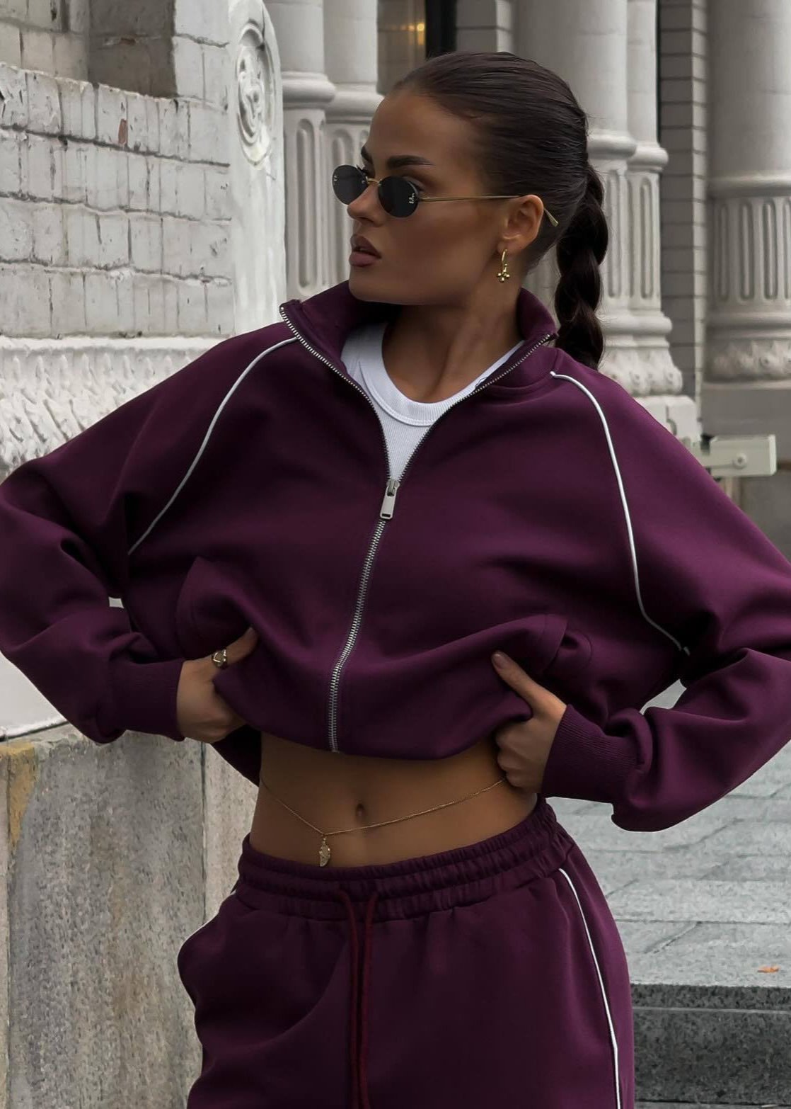 Plum Tracksuit Set - Sporty Luxe
