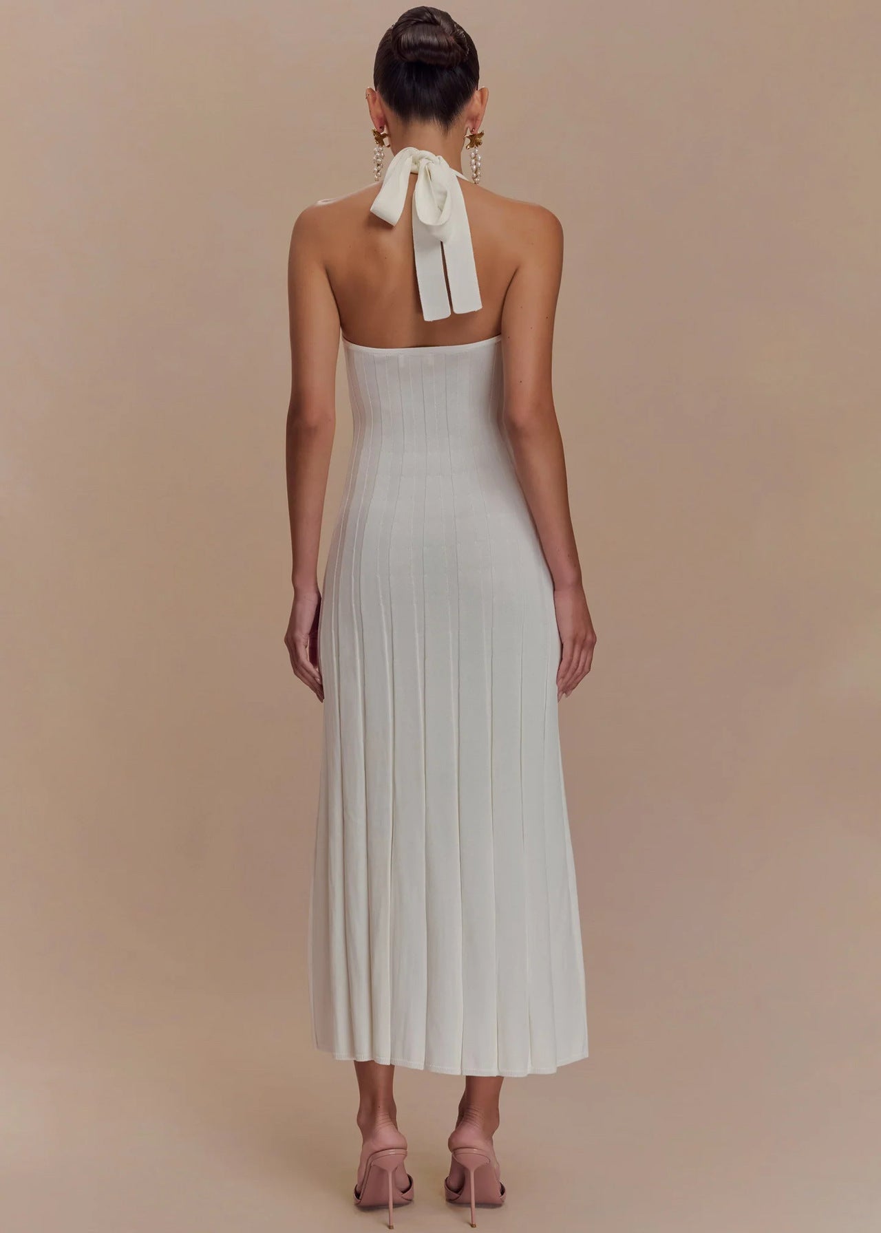 Liora – Halter Tie-Back Knit Midi Dress