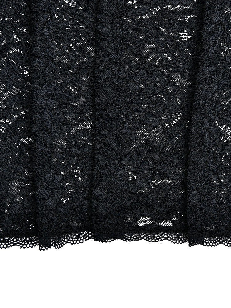 Lace Stitching See through Long Sleeve Square Neck Sheath Dress