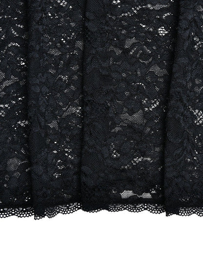 Lace Stitching See through Long Sleeve Square Neck Sheath Dress