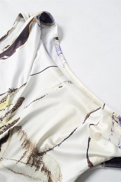 Virginia Asymmetrical Floral Print Maxi Dress