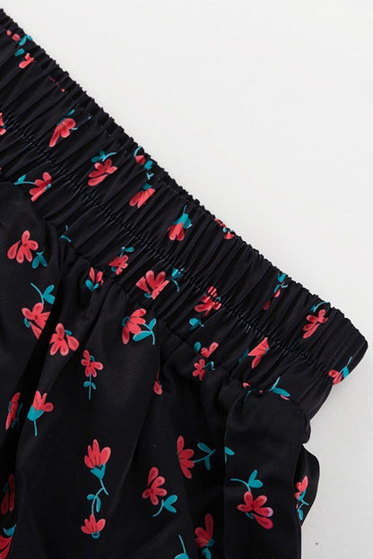 Ella Floral Print Puff Sleeve Mini Skirt Set