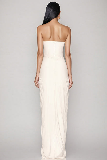 Tovarl White Plunge Fishbone Maxi Dress
