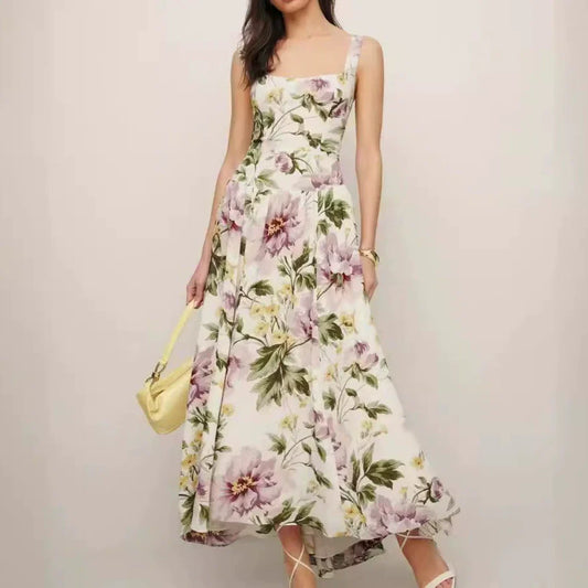 White - Fashion Floral Slim-Fit Sundress