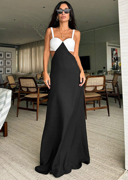 Monochrome Elegance Cutout Gown