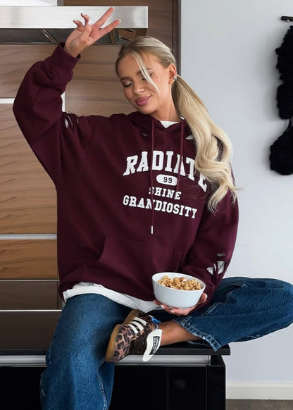 Nova - Distressed Oversized Graphic Hoodie