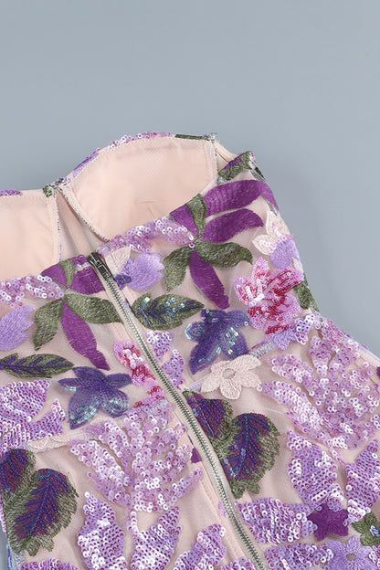 Aurora Floral-embroidered Strapless Maxi Dress