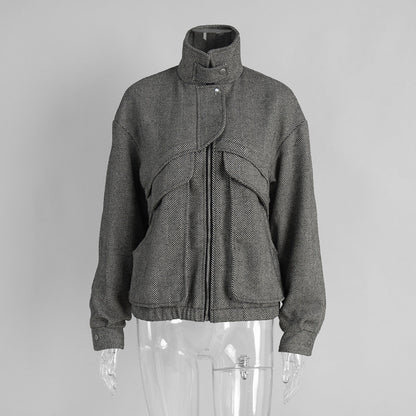 Arin Herringbone Wool Blend Jacket