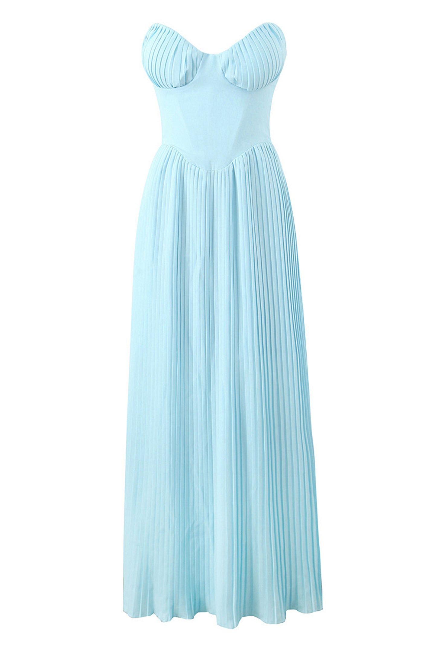 Bella Strappless Pleated Chiffon Maxi Dress