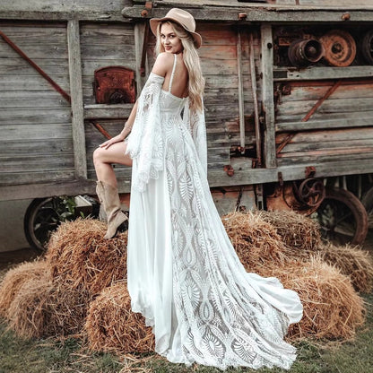 Halter Neck Long Train Evening Wedding Dress