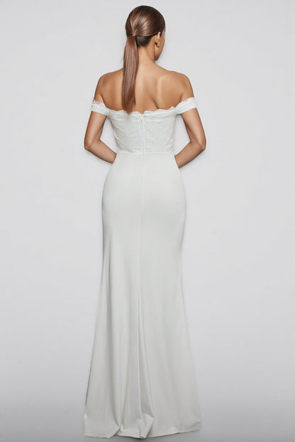 Mira White One Shoulder Split Maxi Dress