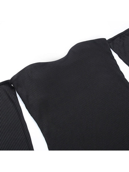 Knitted Off Shoulder Long Sleeve Tube Top Dress