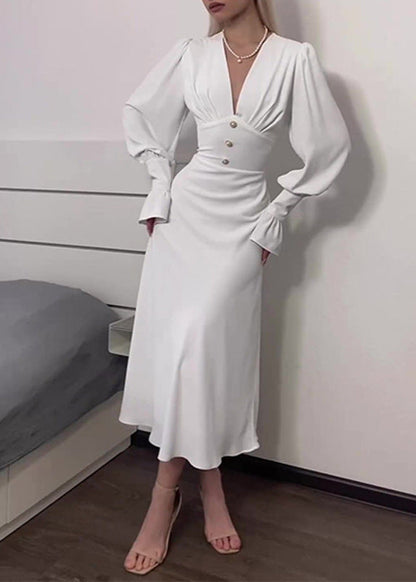 Sophia Buttoned Elegance Midi Dress
