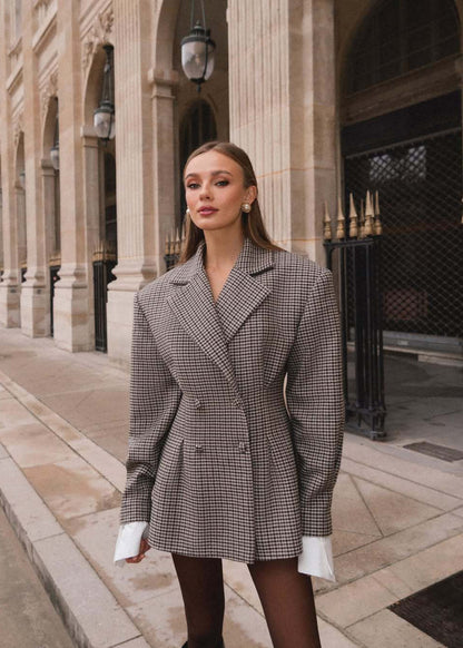 Houndstooth Blazer Mini Dress – Timeless Power Dressing