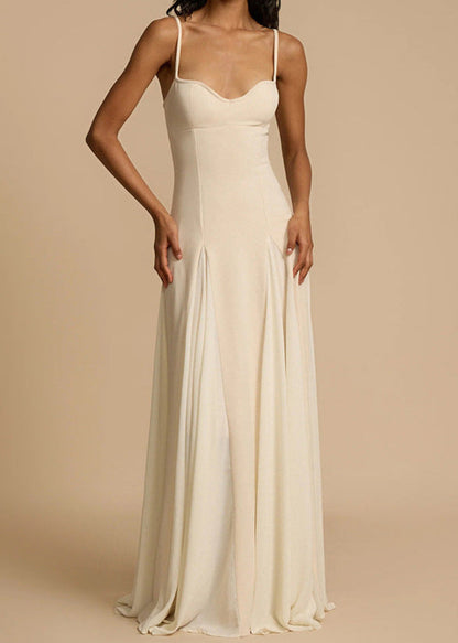 Oyster Bloom – Spaghetti Strap Cream Maxi Dress