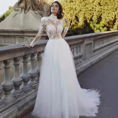 Long Sleeve French Princess Wedding Dress