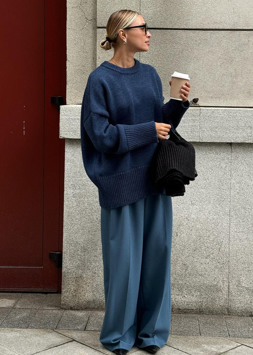Midnight Blue Relaxed Knit Sweater