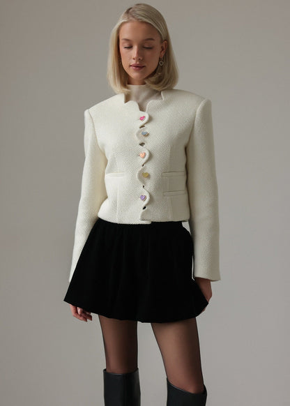 Amora Heart Button Wool Jacket