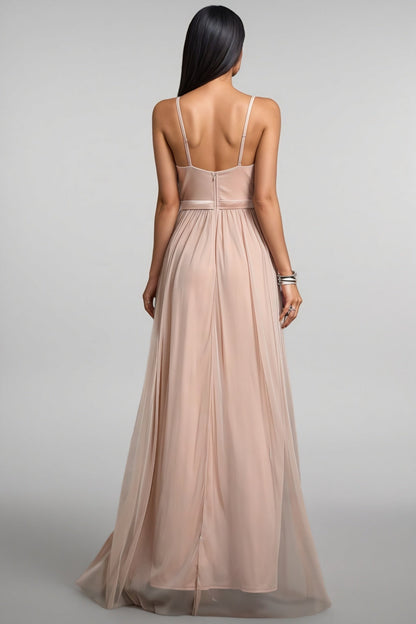 Crispina Pink Strappy Mesh Maxi Dress