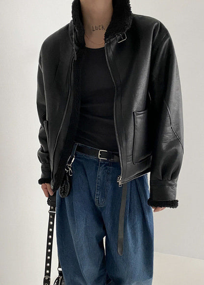 Luxe Faux Leather Aviator Jacket