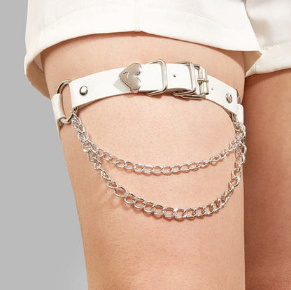 PU leather metal chain adjustable thigh band