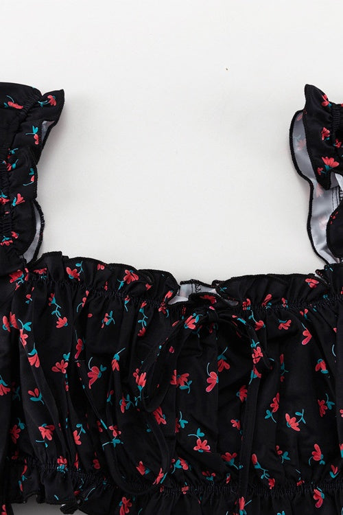 Ella Floral Print Puff Sleeve Mini Skirt Set