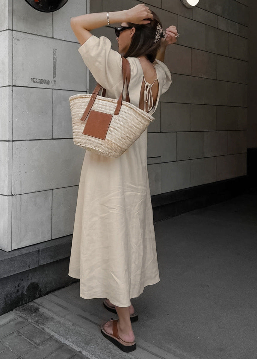 Noelle – Linen Button-Down Midi Dress