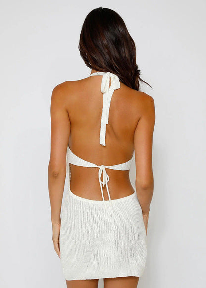 Capri Breeze - Crochet Halter Mini Dress