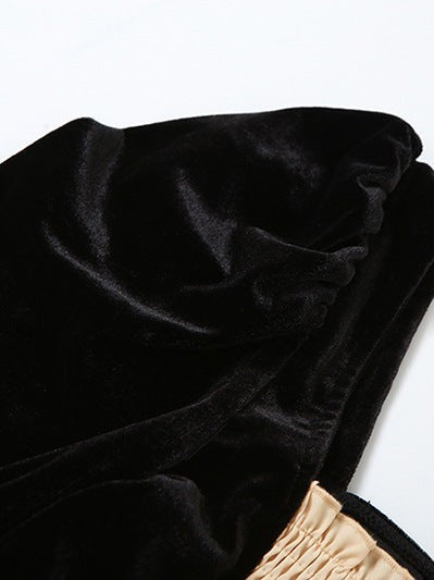 Full Sleeves Square Collar Low Cut Slim Fit Dress