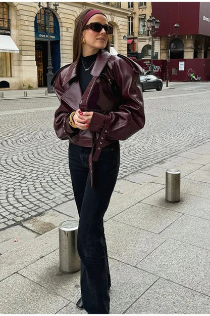 Dana Faux Leather Cropped Jacket