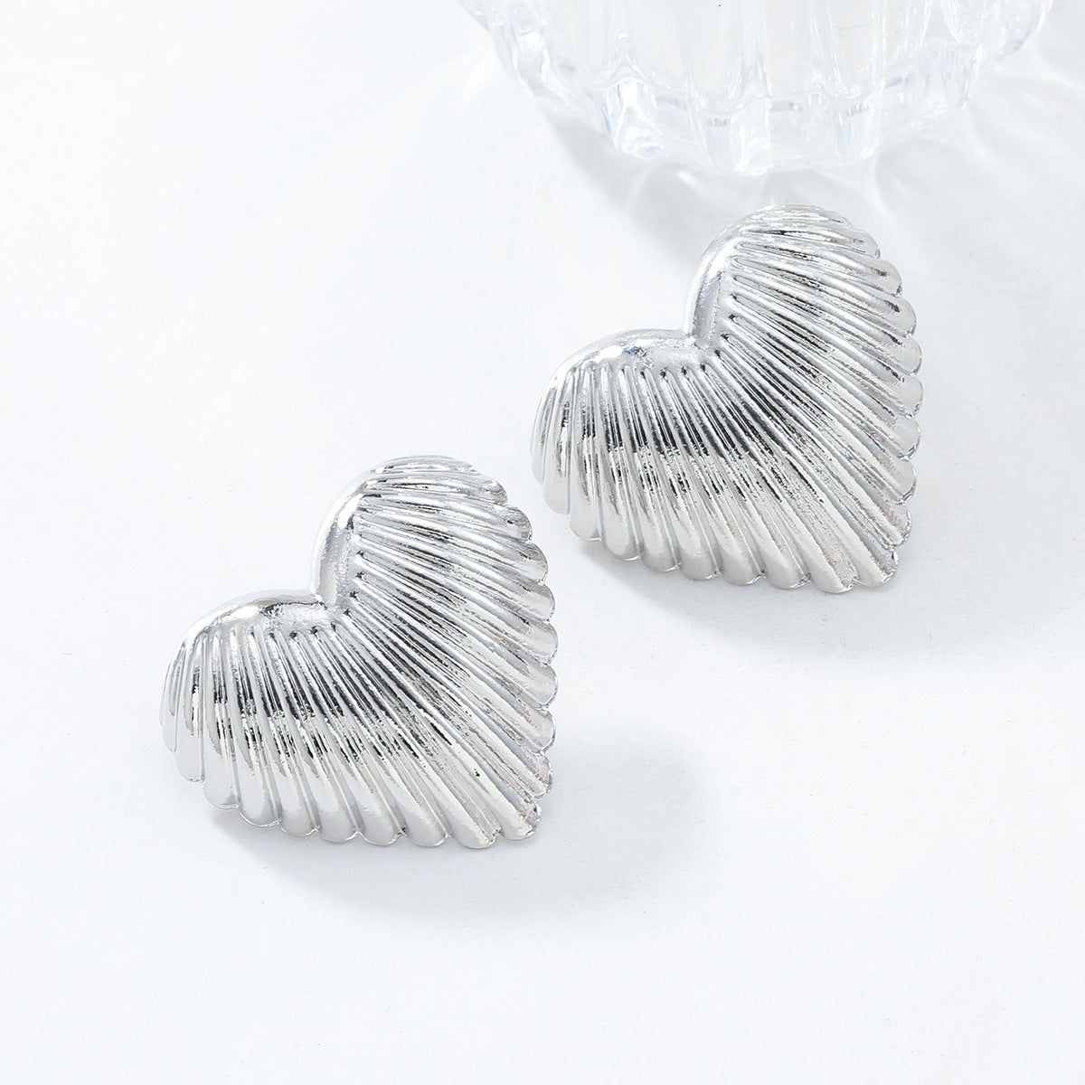 Aurelia - Ribbed Heart Statement Earrings