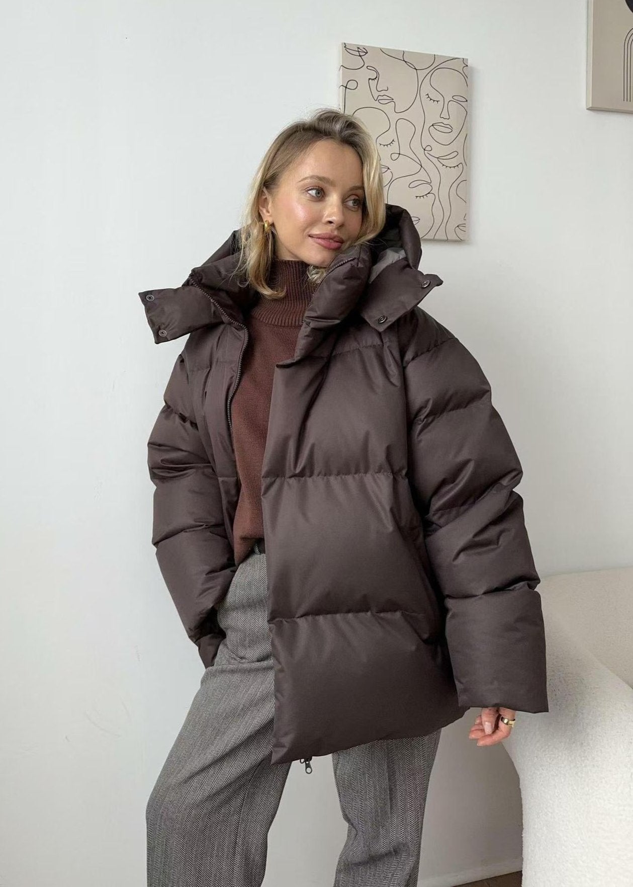 Oversized Puffer Jacket - Burgundy