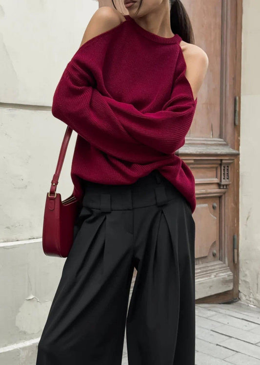 Cold-Shoulder Knit Sweater